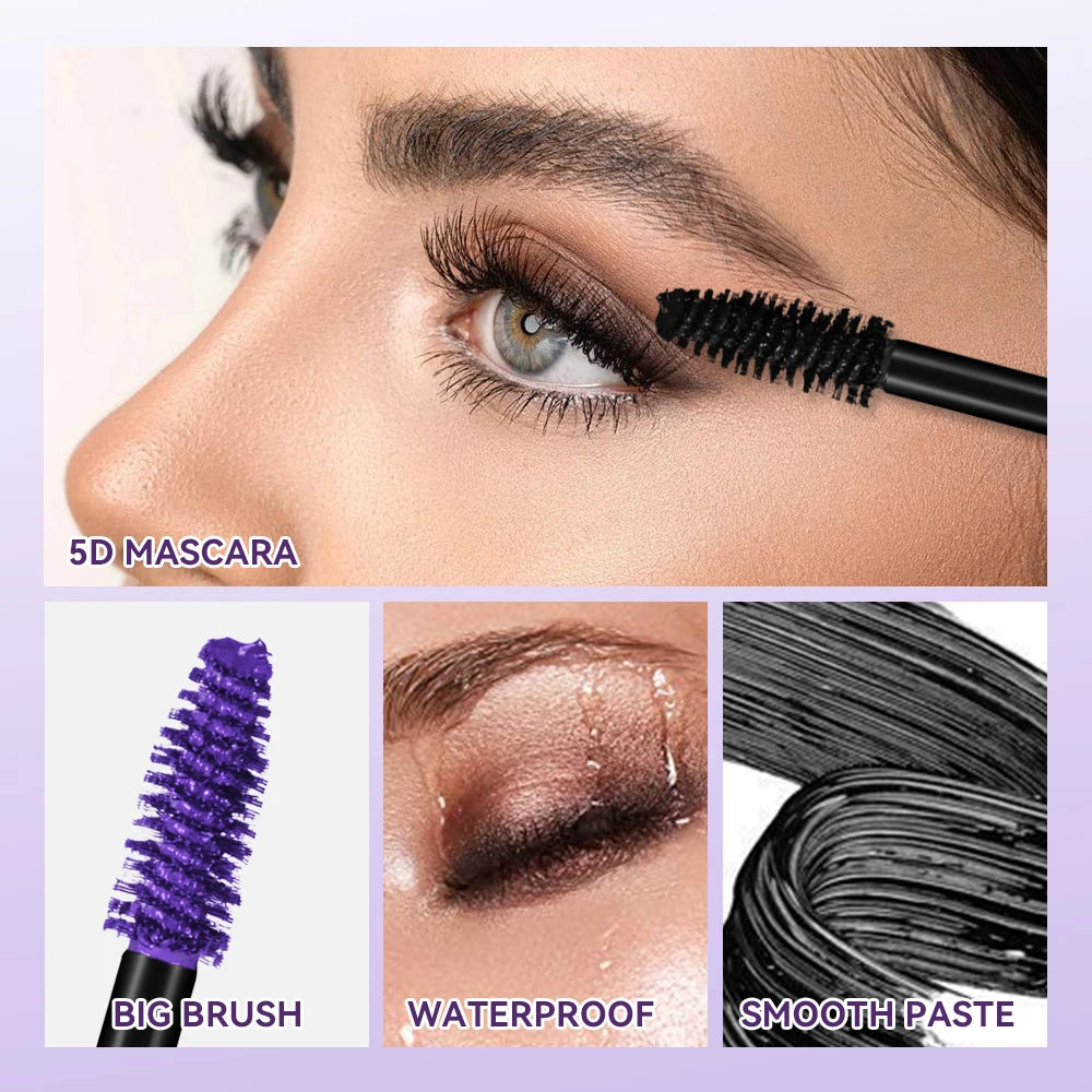 5D Waterproof Fiber Mascara – Thickening, Lengthening & Curling, Long-Lasting