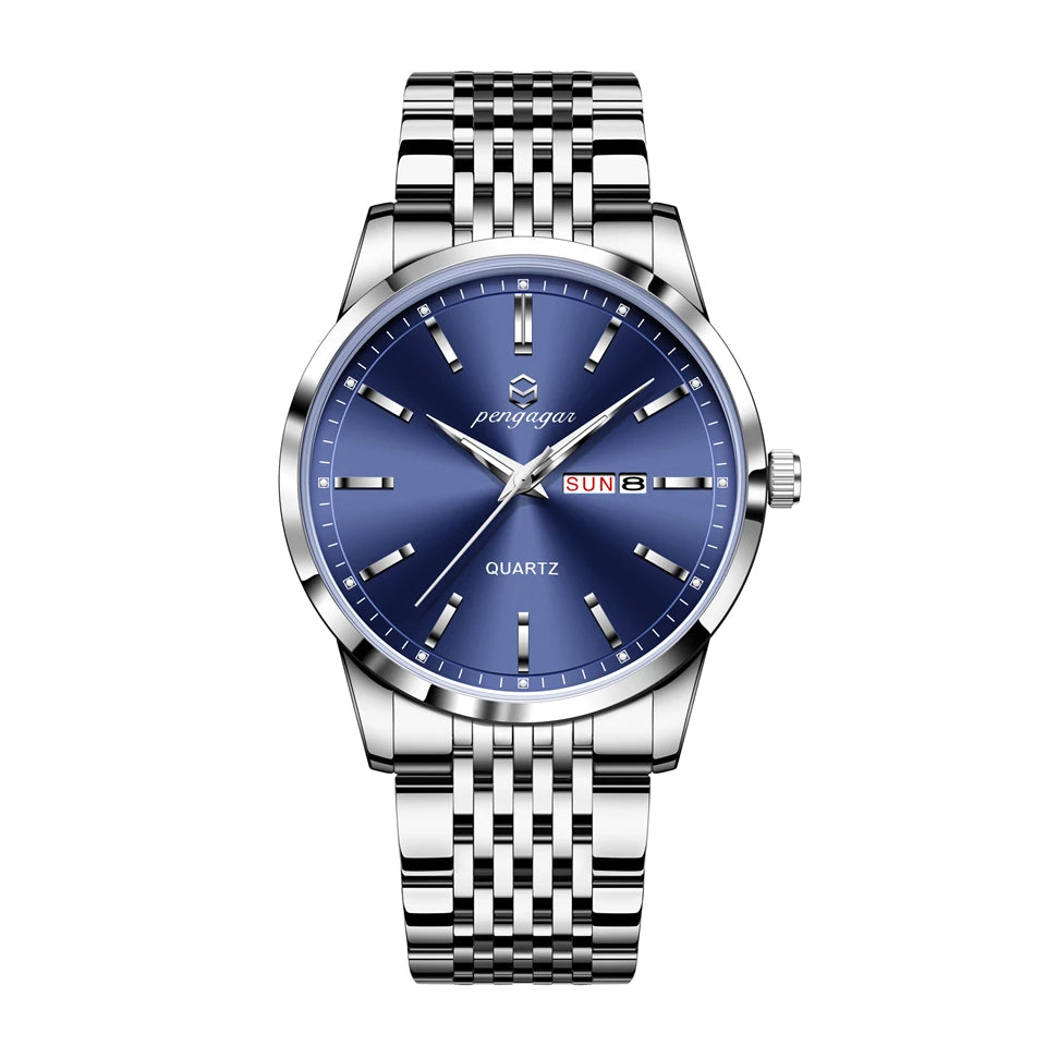 RBB 2025 New Luxury Men's Quartz Watch – Stainless Steel, Waterproof, Luminous, Date Display, 43mm