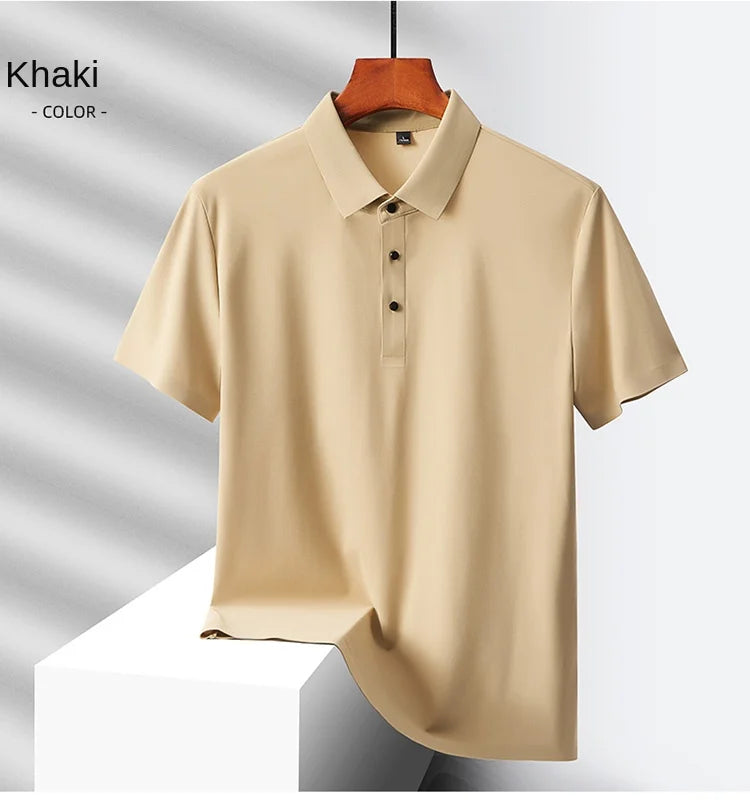 Men's Summer Quick-Dry Ice Silk Short Sleeve T-Shirt — Lightweight Nylon Fabric, Middle-Aged Casual Dad Tee