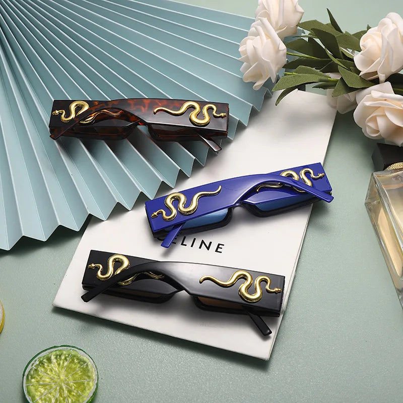 RBB Small Frame Hip Hop Diamond Snake Sunglasses – Retro Square Unisex