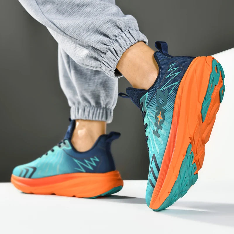 Men’s Breathable Mesh Running Shoes with Thick Soft Sole – High-Quality Outdoor Sports Sneakers