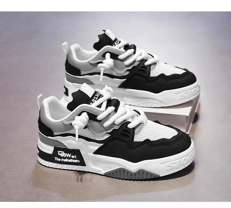 2025 Men’s Large-Size All-Season Soft Sole White Sneakers – Versatile Fashion Sports Shoes