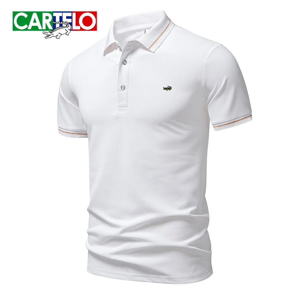 RBB Embroidered Polo Shirt – Men's Summer Casual Micro-Elastic Short Sleeve Top (Button Collar, Plus Size)