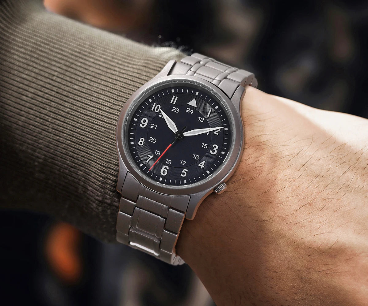 RBB Full Titanium Pilot Men's Watch – VH31 Quartz, Sapphire Glass, Super Luminous, Lightweight Sport Wristwatch