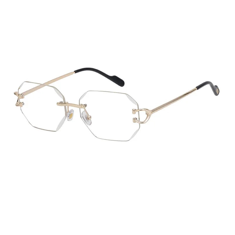 RBB Luxury Rimless Sunglasses – Unisex Stylish Metal Frame Vintage UV400 Mirror Shades