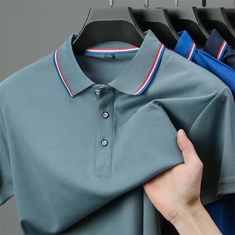 RBB 2025 Men’s Casual Solid Color Polo Shirt – Short Sleeve, Summer Fashionable & Comfortable Versatile Top