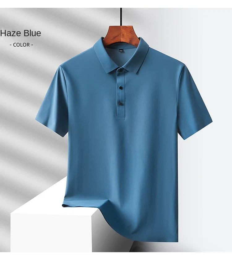 Men's Summer Quick-Dry Ice Silk Short Sleeve T-Shirt — Lightweight Nylon Fabric, Middle-Aged Casual Dad Tee