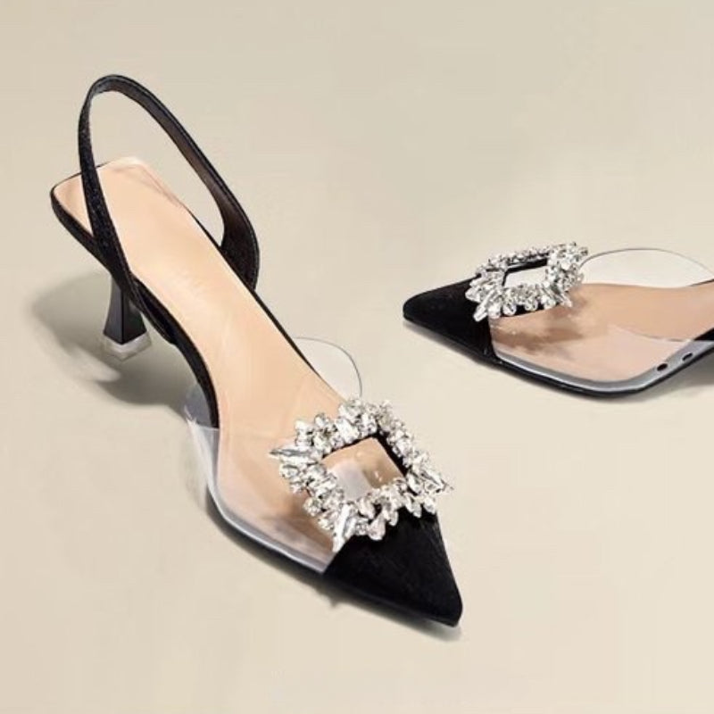 RBB Spring & Autumn Crystal Transparent Pointed Toe Women’s High Heels