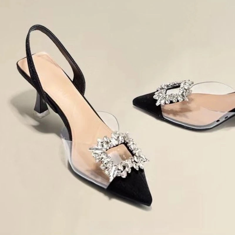 RBB Spring & Autumn Crystal Transparent Pointed Toe Women’s High Heels