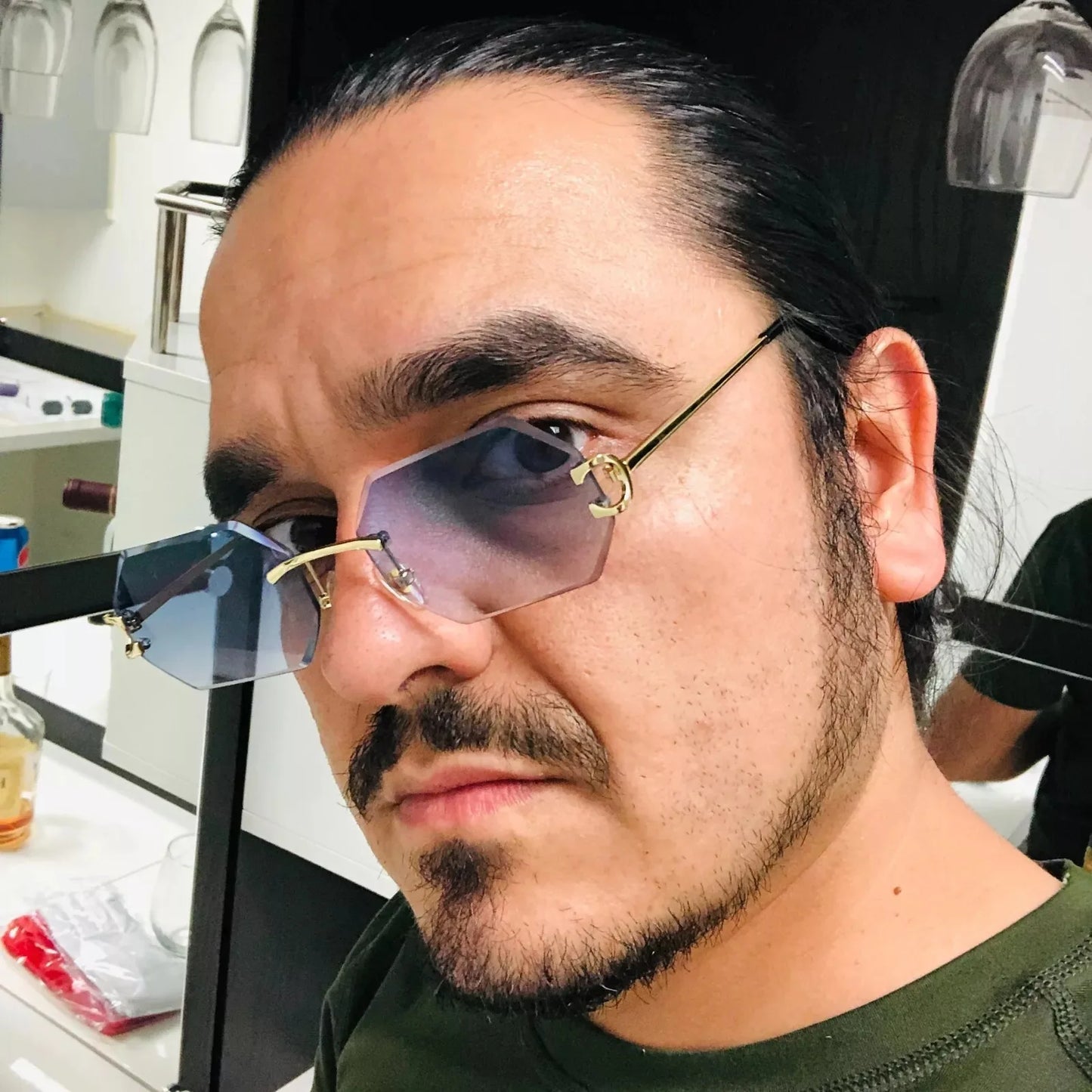 RBB Luxury Rimless Sunglasses – Unisex Stylish Metal Frame Vintage UV400 Mirror Shades