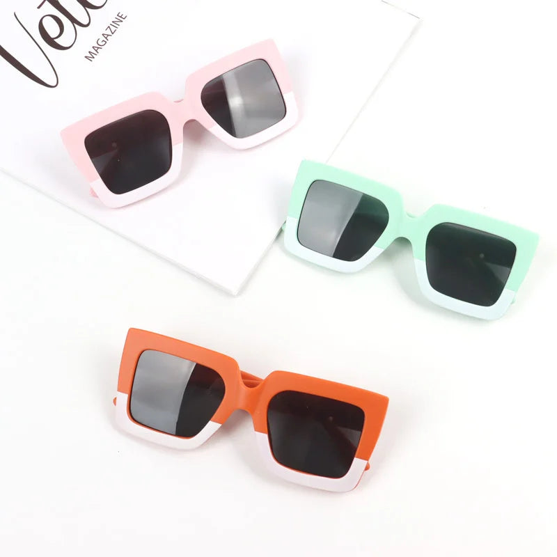 RBB Kids Oversized Square Sunglasses – Trendy Double-Color Frame Eyewear for Boys & Girls