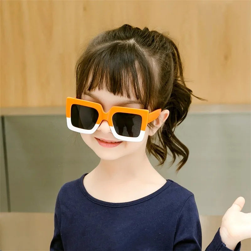 RBB Kids Oversized Square Sunglasses – Trendy Double-Color Frame Eyewear for Boys & Girls