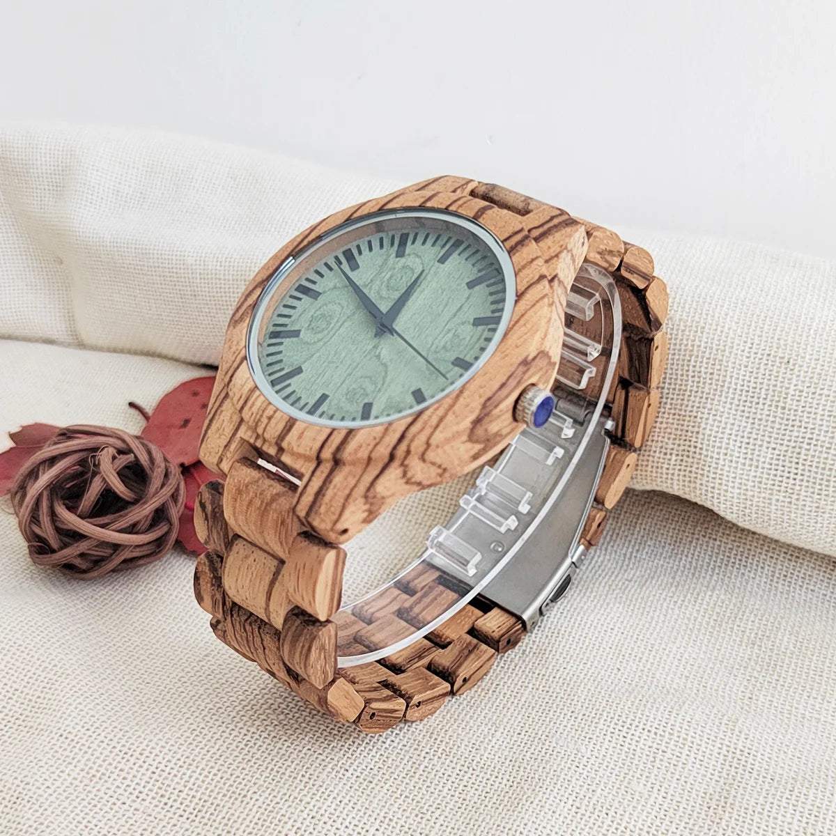 RBB Personalized Wooden Quartz Watch – Unisex Leather Strap, Custom Engraving, Gift-Ready
