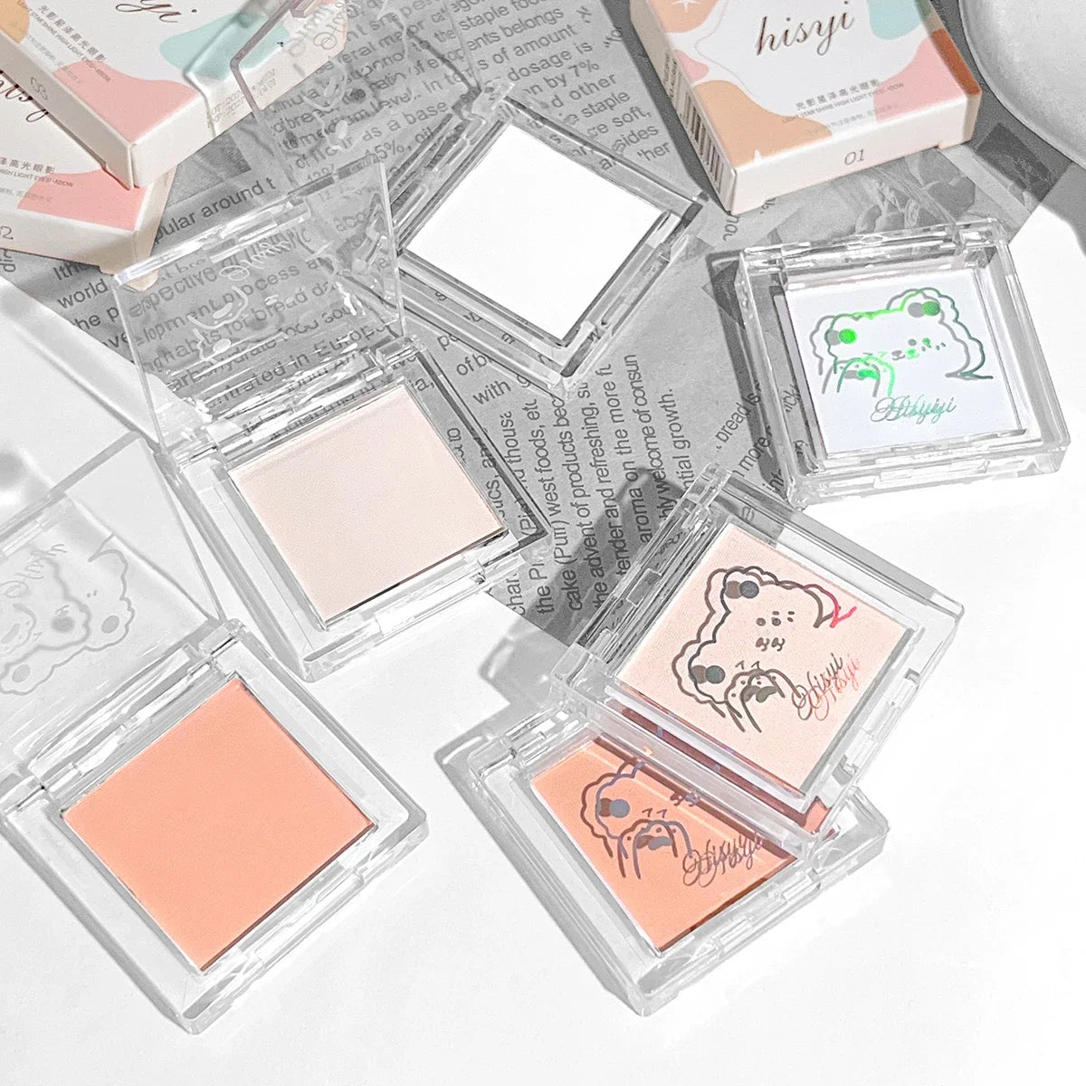 Hisyi Matte Monochrome Eyeshadow – Natural Light Highlighter Powder for Eye Contouring & Brightening