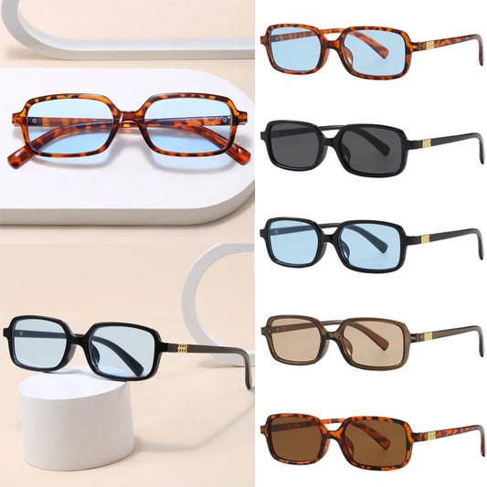 RBB Small Rectangular Sunglasses Set – Minimalist Retro UV400 Eyewear for Women & Unisex