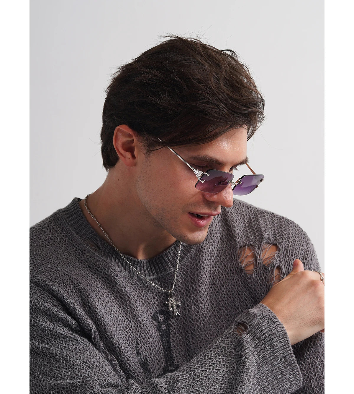 RBB 2025 Rimless Square UV400 Sunglasses – Unisex Designer Outdoor Metal Frame Shades