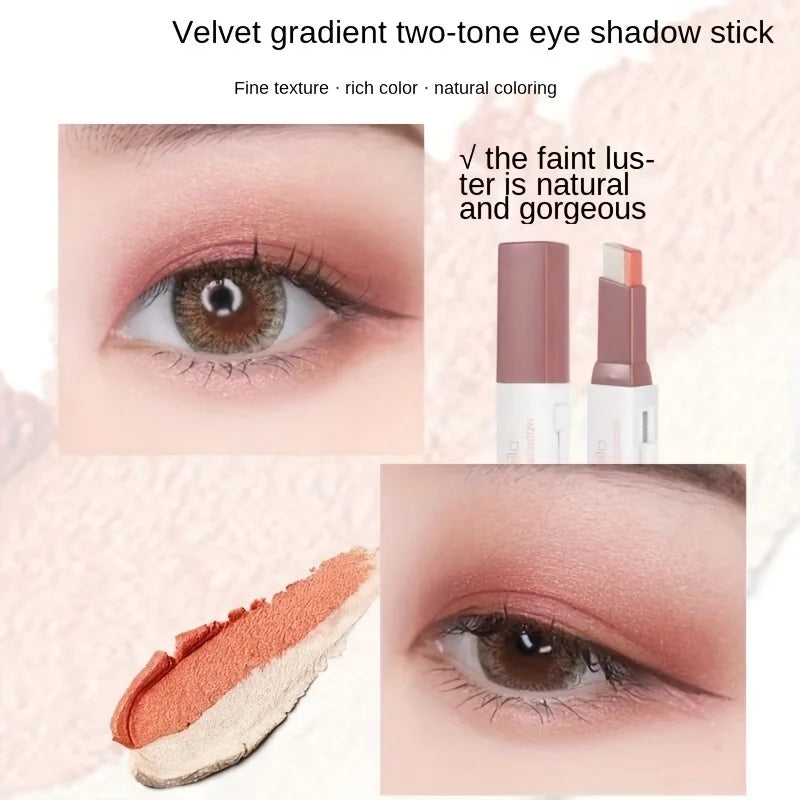 Two-Color Gradient Eyeshadow Stick – Natural 3D Effect, Long-Lasting & No Smudge