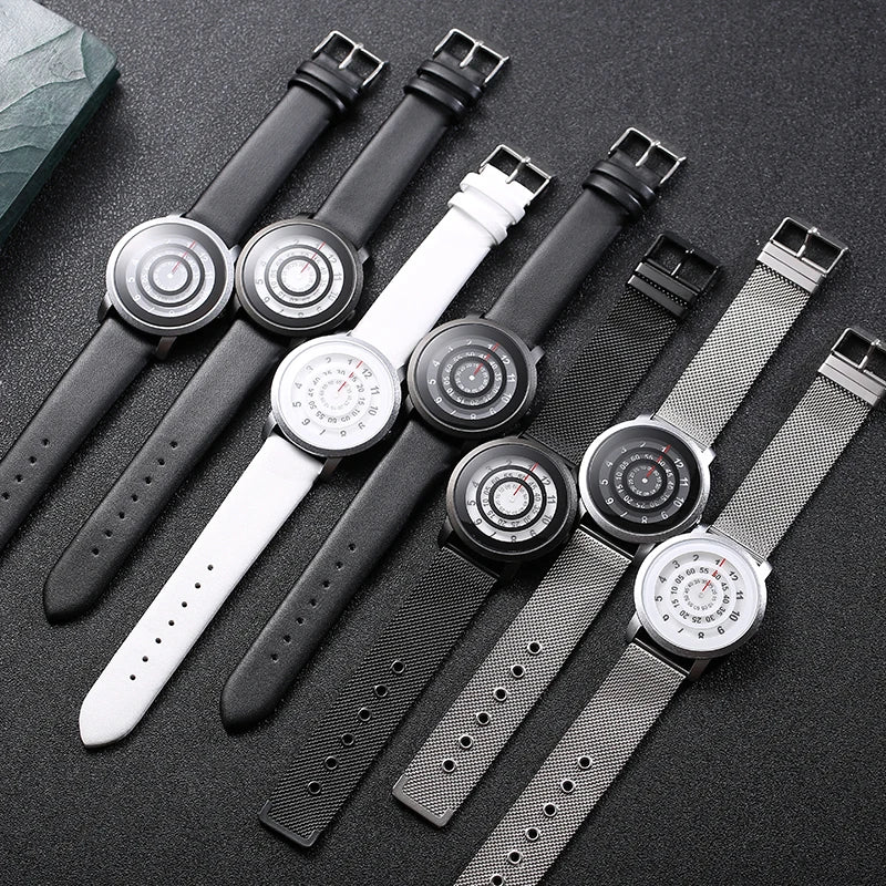 RBB Minimalist Unisex Quartz Watch – Black & White Dial, Couple Design