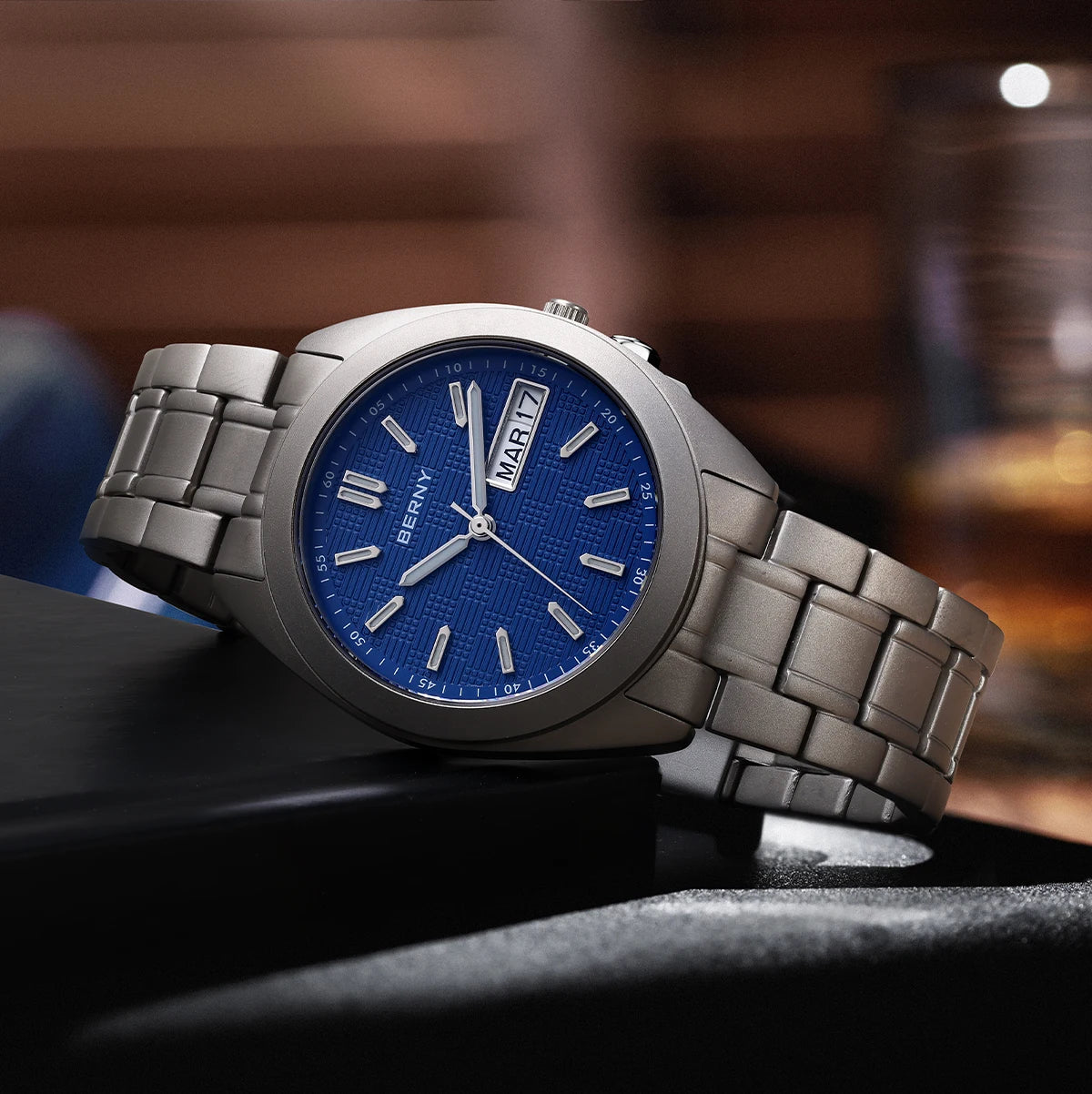 RBB Titanium Men’s Quartz Watch – Date & Week Calendar, Sapphire Crystal, Super Luminous, 38mm, 10ATM Waterproof