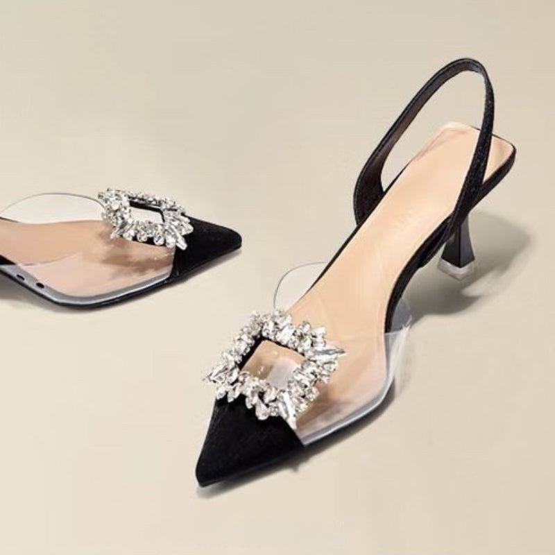 RBB Spring & Autumn Crystal Transparent Pointed Toe Women’s High Heels