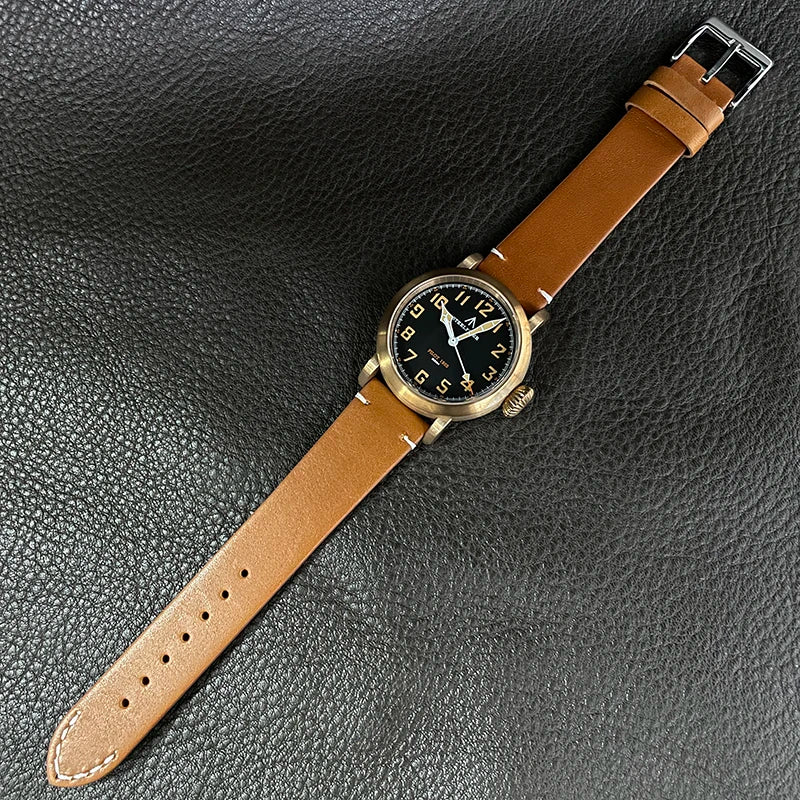 RBB 40mm Men's Bronze Pilot Quartz Wristwatch – 20ATM Waterproof, Luminous, Sapphire