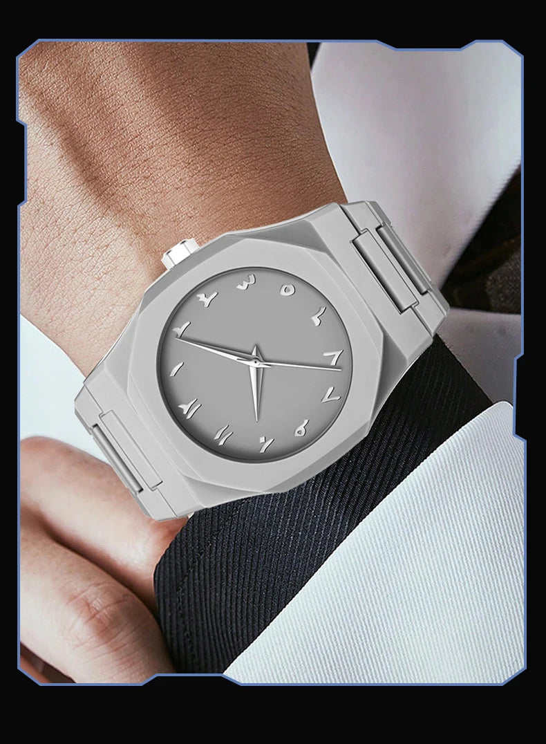 RBB Men’s Silicone Quartz Sports Watch – Creative Arabic Digital Dial, Black