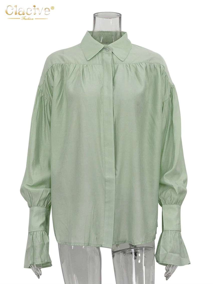 RBB Women's Elegant Pink Office Blouse – Long Sleeve Lapel Classic Shirt Top