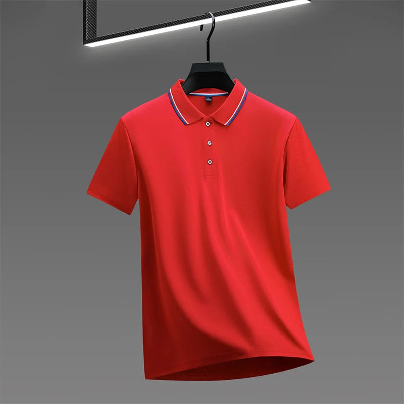 RBB 2025 Men’s Casual Solid Color Polo Shirt – Short Sleeve, Summer Fashionable & Comfortable Versatile Top
