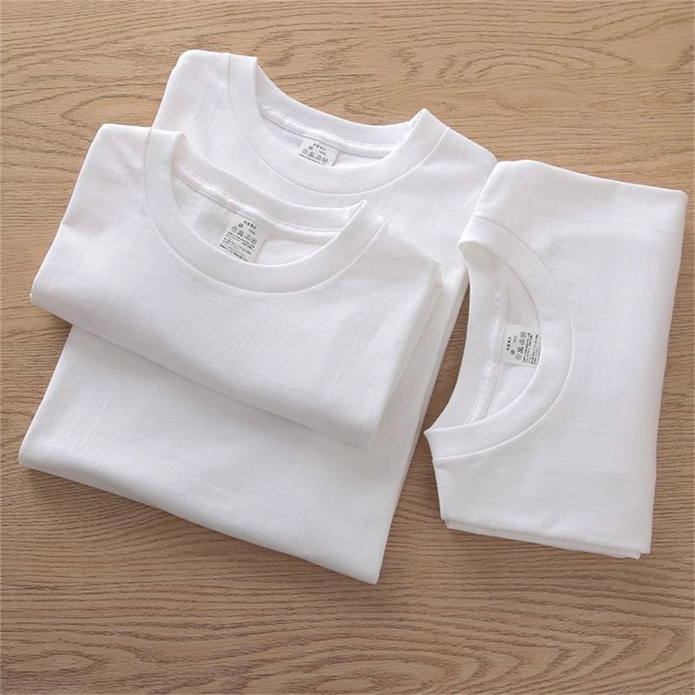 RBB 2PCS Men’s & Women’s 100% Cotton Solid White Short Sleeve T-Shirts – Casual Breathable Round Neck Tops