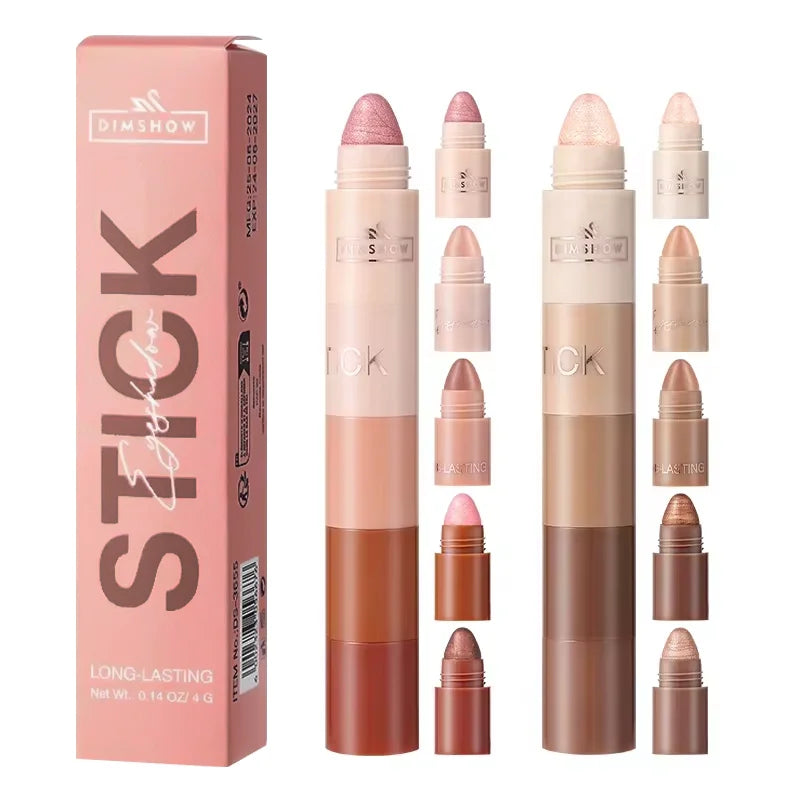 5-Color Matte & Pearlescent Eyeshadow Stick – Waterproof, Anti-Smudging & Portable