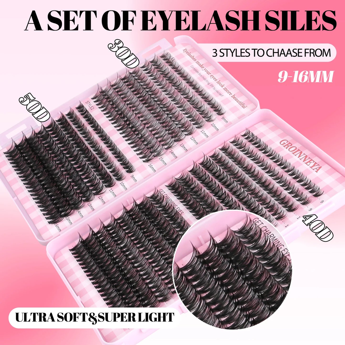 DIY Lash Clusters Set – Mixed Fluffy Individual Extensions with Lash Bond & Seal Kit