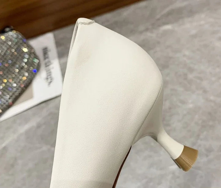 RBB With Heel Sexy Shoes for Women Moccasins Black Y2K Vacation Summer 2025 Chic and Elegant High Quality Slip-On Pumps - Size 39