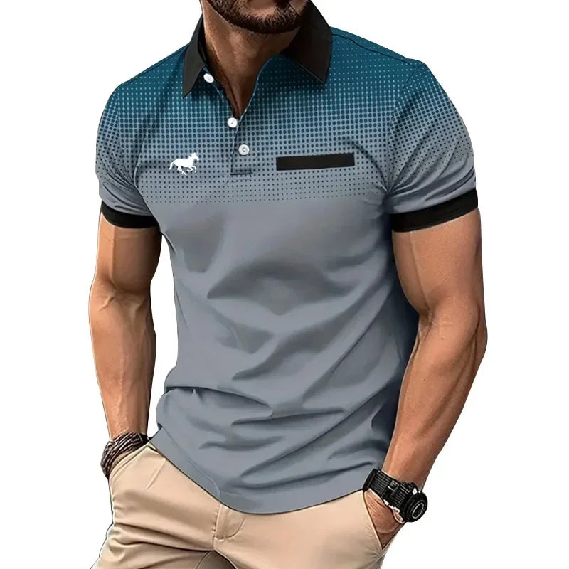RBB Men’s Summer Slim Fit Sport Polo Shirt – Short Sleeve, 100% Polyester with Fake Pocket Decoration | Casual Golf & Sport