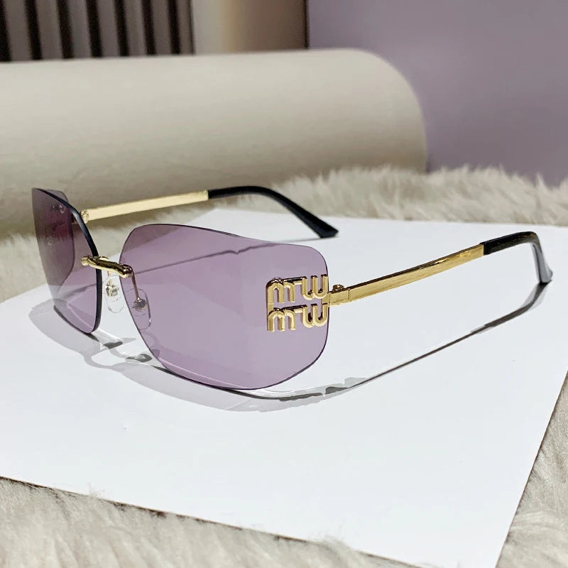 RBB Classic Rimless Rectangle Sunglasses for Women – Luxury Gradient Shades