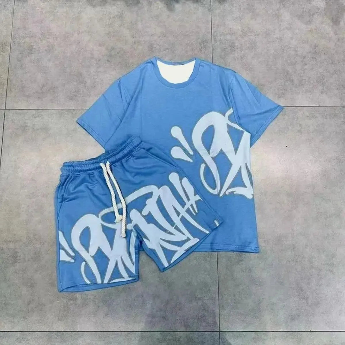 RBB Urban Rider Men's Motorcycle-Inspired Casual Two-Piece Set – T-Shirt & Shorts