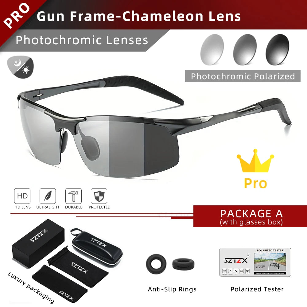 RBB Rimless Aluminium Outdoor Sport Sunglasses – Photochromic Polarized UV Protection for Men