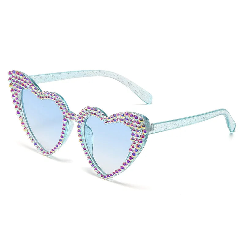 RBB Luxury Diamond Frame Heart Shape Sunglasses – Large UV400 Protection for Women