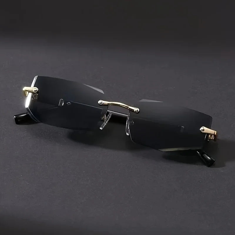 RBB Rimless Rectangle Sunglasses – Unisex Small Square Fashion Shades for Beach, Vacation & Travel