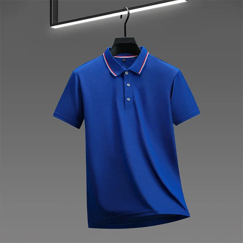 RBB 2025 Men’s Casual Solid Color Polo Shirt – Short Sleeve, Summer Fashionable & Comfortable Versatile Top