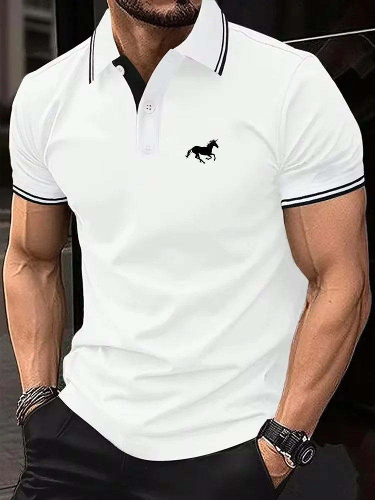 RBB 2025 Men’s Classic Short Sleeve Polo Shirt – Summer Casual Button Lapel Tee, Super Large S-3XL
