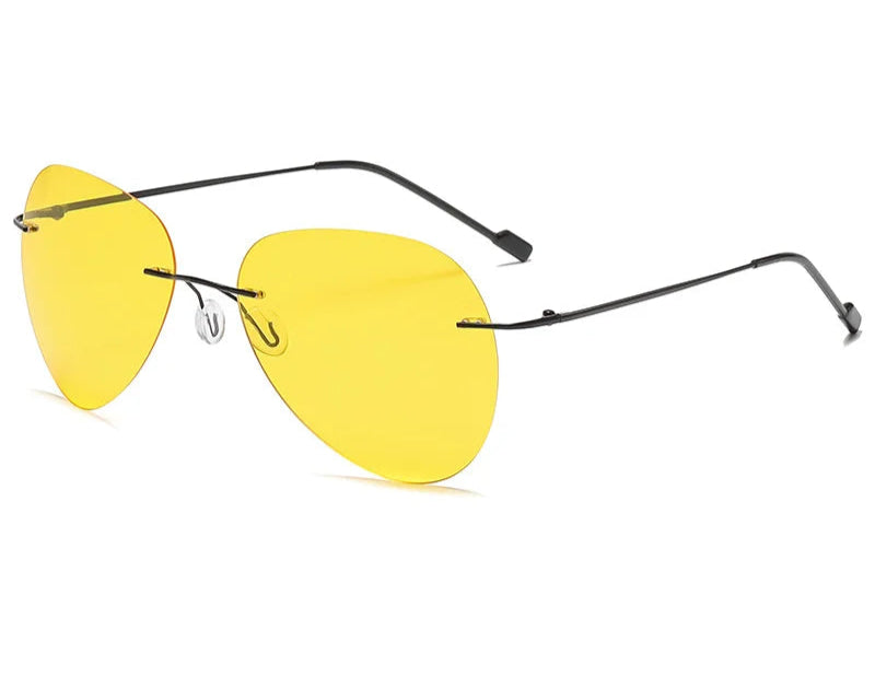 RBB Rimless Polarized Photochromic Sunglasses | Ultra-Light Titanium Driving Glasses for Men – Day & Night Vision