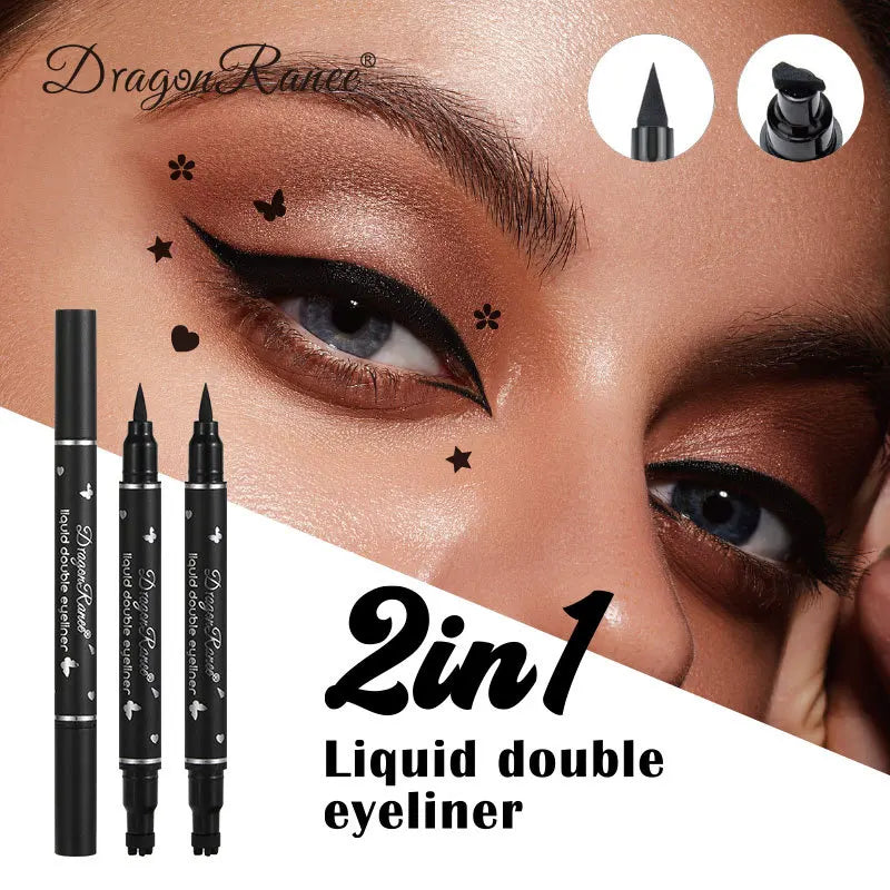 Double-Head Star Seal Eyeliner – Waterproof, Non-Smudge, Embellished Plum Eye Tail for Beginners