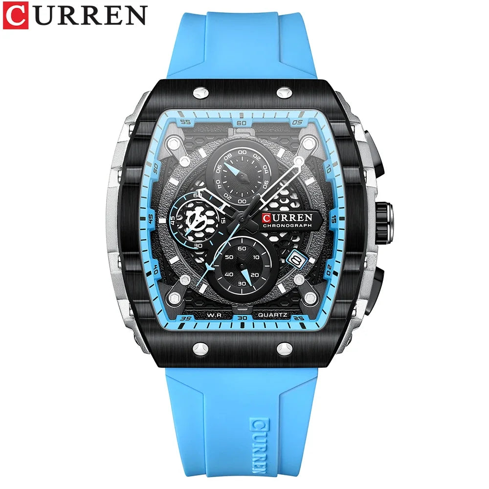 RBB Men's Luxury Square Chronograph Watch – Waterproof, Luminous, Date Display