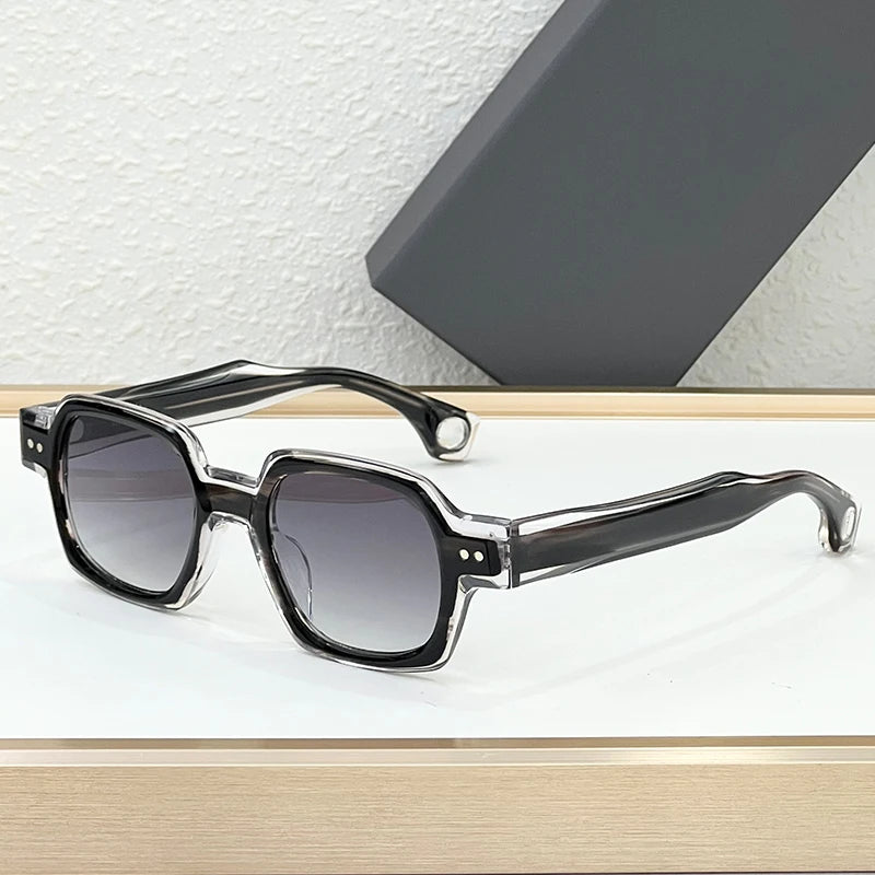 RBB Thick Acetate Square Sunglasses – UV400 Gradient Lenses, Unisex Designer Shades with Case