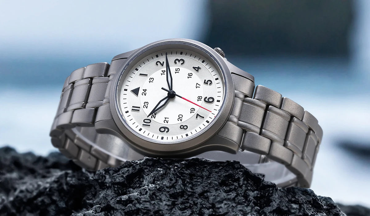 RBB Full Titanium Pilot Men's Watch – VH31 Quartz, Sapphire Glass, Super Luminous, Lightweight Sport Wristwatch