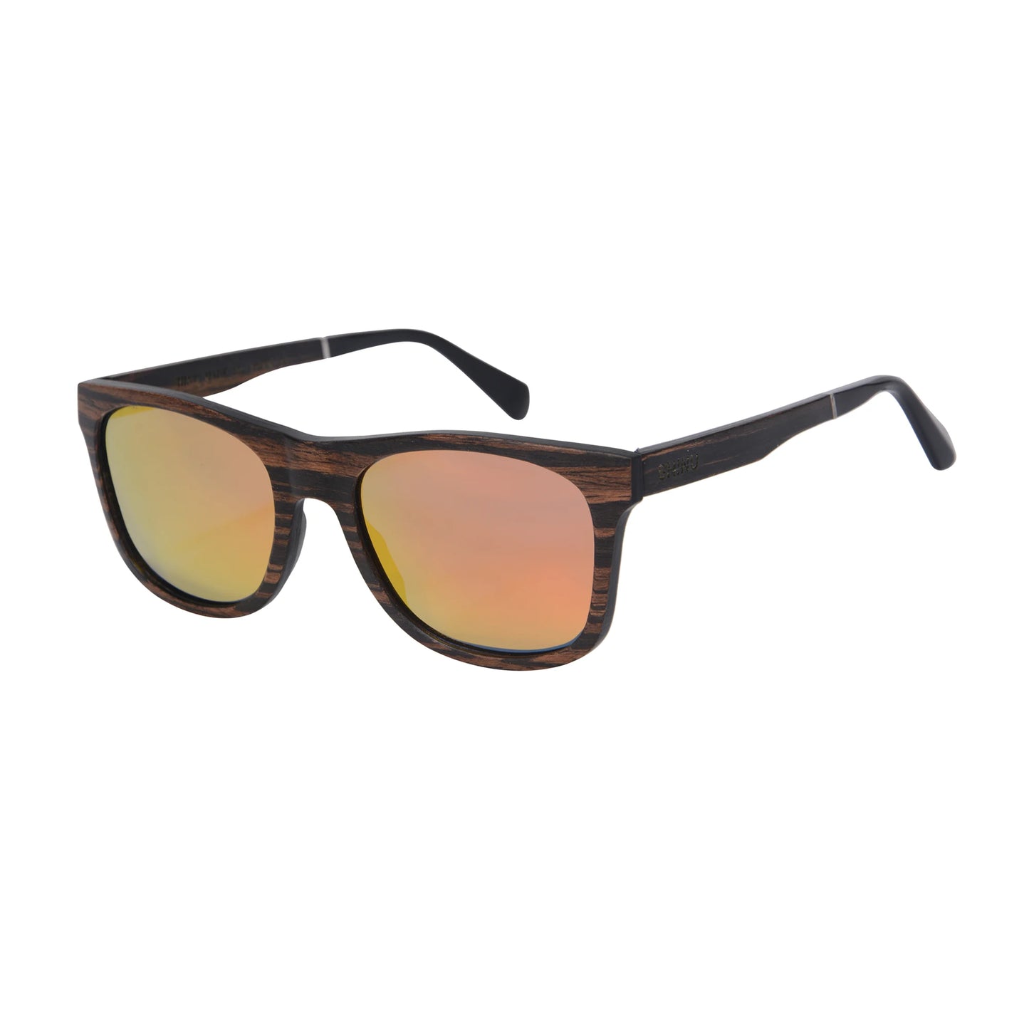 RBB Polarized Wood Frame Sunglasses – Unisex Square Ebony Shades for Biking & Outdoor Wear