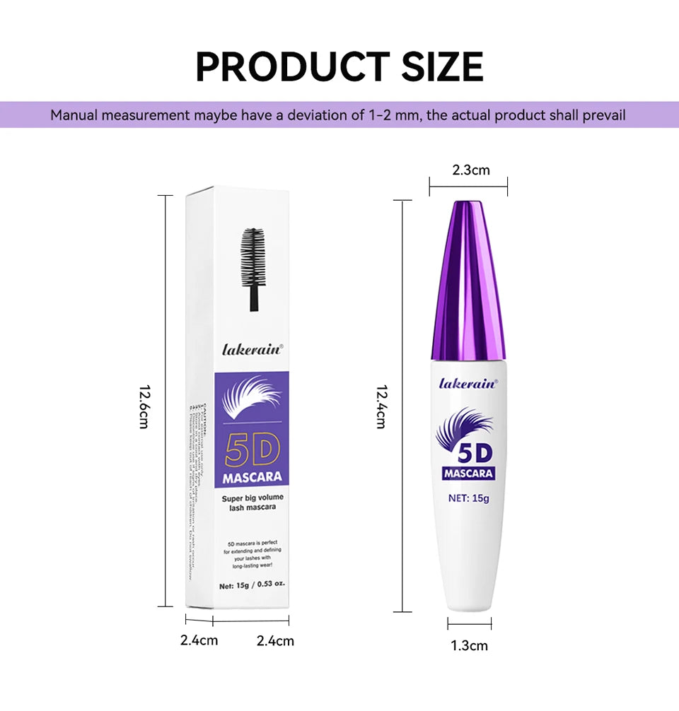 5D Waterproof Fiber Mascara – Thickening, Lengthening & Curling, Long-Lasting