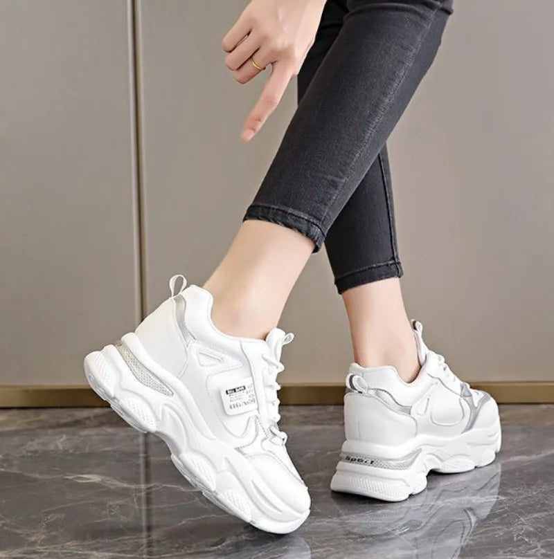 Women’s White Sport Sneakers – Thick Sole, Ultra-Light Platform, Casual & Running Shoes (Spring/Autumn 2025)