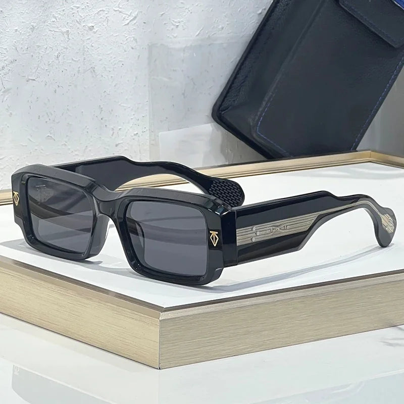 RBB Thick Acetate Rectangle Sunglasses – UV400 Gradient Lenses, Unisex Luxury Designer Shades