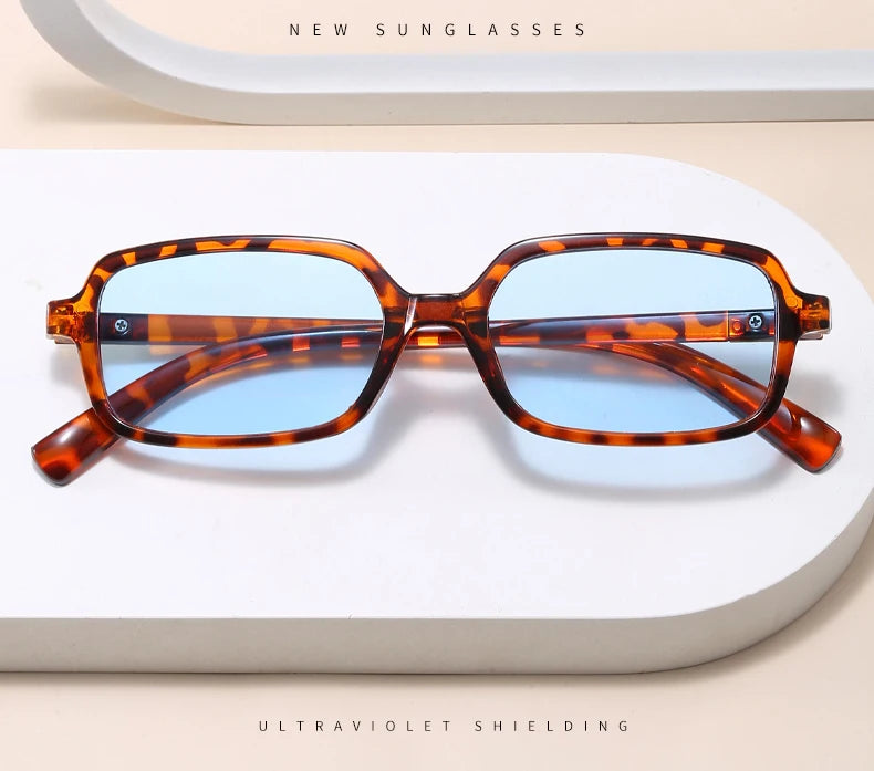 RBB Small Rectangular Sunglasses Set – Minimalist Retro UV400 Eyewear for Women & Unisex